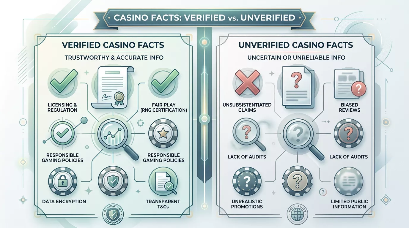 Abstract verified versus unverified casino fact board